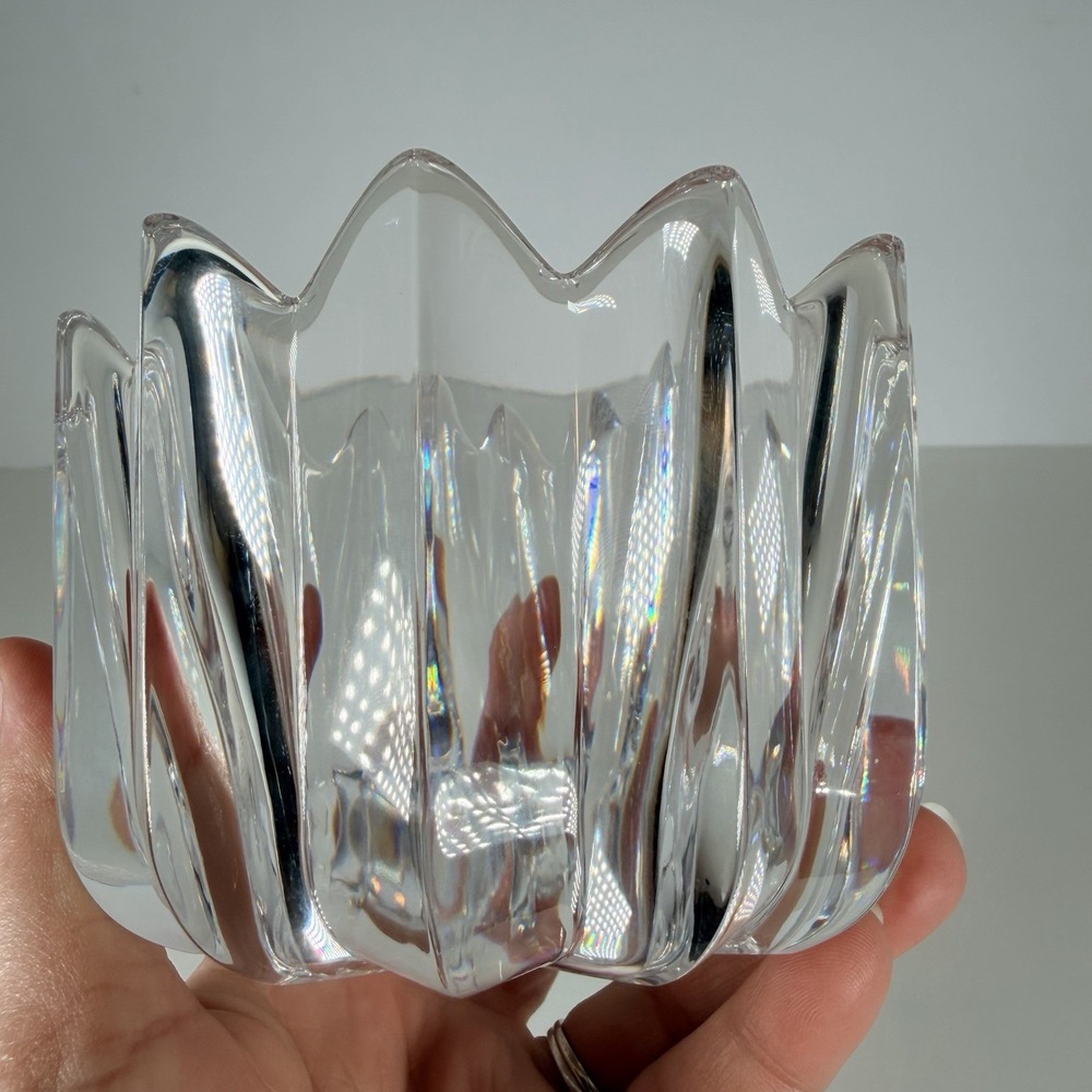 Trinket Bowl Orrefors Sweden small crystal Fleur 3"x4" glass Star Shaped Decor - Picture 3 of 8